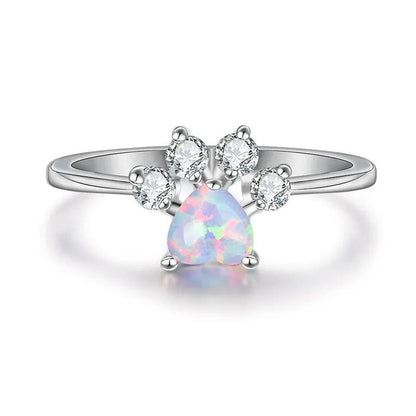 Opal Zirconia Paw Ring, 3 Colors - Just Cats - Gifts for Cat Lovers