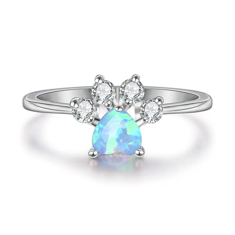 Opal Zirconia Paw Ring, 3 Colors - Just Cats - Gifts for Cat Lovers