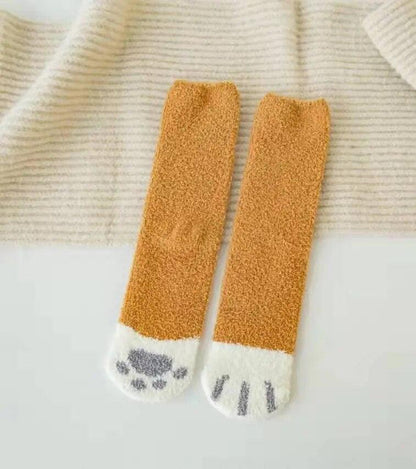 Pack of 6 Pair Cat Paw Winter Socks - Just Cats - Gifts for Cat Lovers