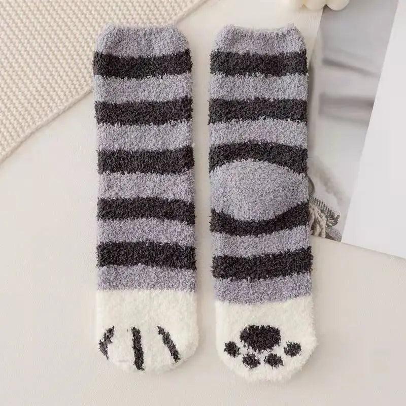 Pack of 6 Pair Cat Paw Winter Socks - Just Cats - Gifts for Cat Lovers