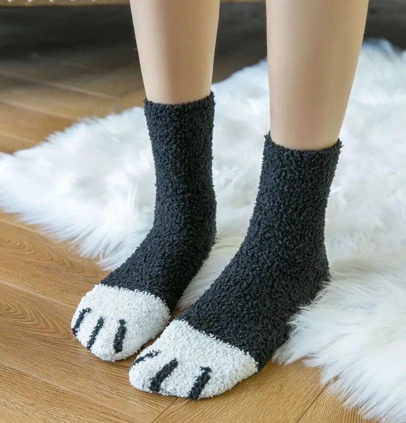 Pack of 6 Pair Cat Paw Winter Socks - Just Cats - Gifts for Cat Lovers