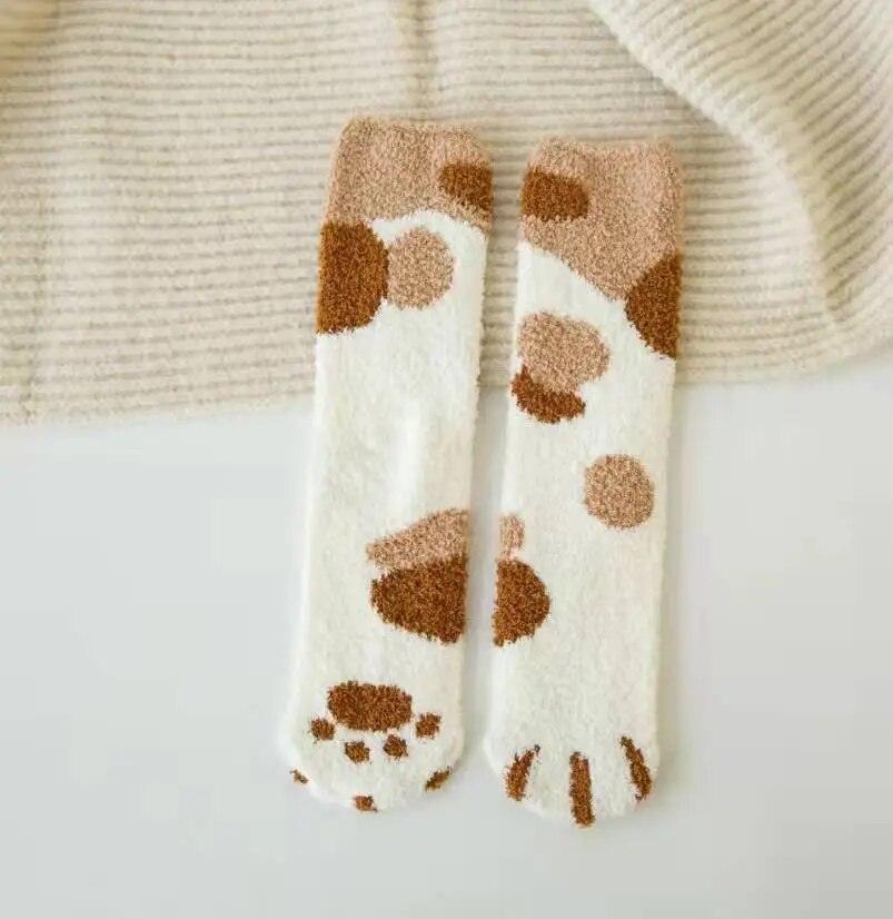 Pack of 6 Pair Cat Paw Winter Socks - Just Cats - Gifts for Cat Lovers