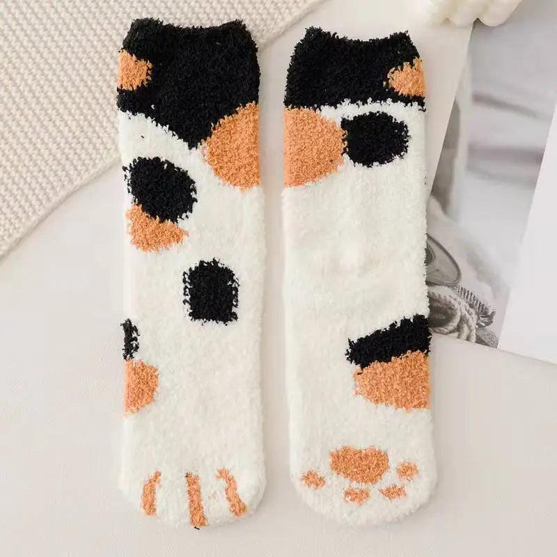 Pack of 6 Pair Cat Paw Winter Socks - Just Cats - Gifts for Cat Lovers