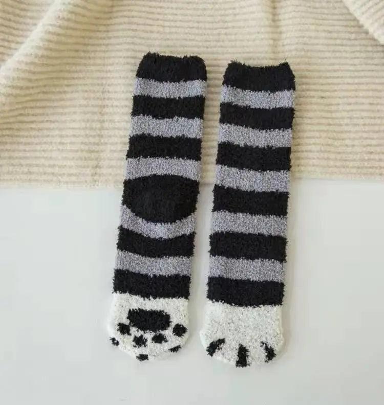 Pack of 6 Pair Cat Paw Winter Socks - Just Cats - Gifts for Cat Lovers