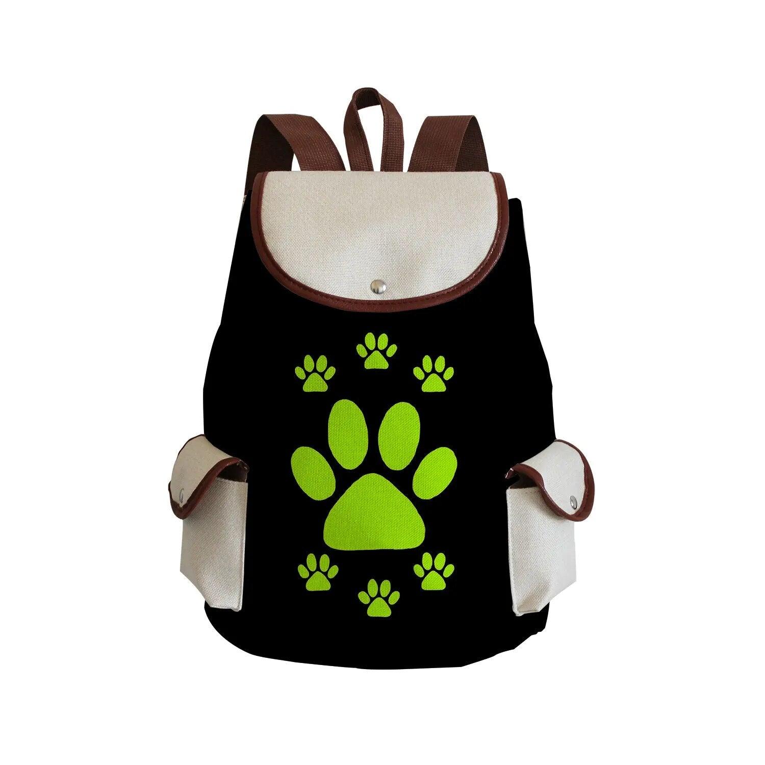 Paw Print Backpack, White, 18 Designs - Just Cats - Gifts for Cat Lovers