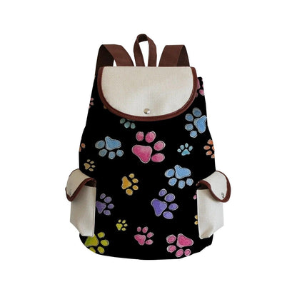 Paw Print Backpack, White, 18 Designs - Just Cats - Gifts for Cat Lovers