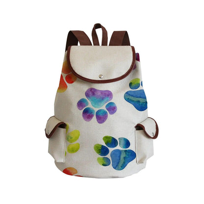 Paw Print Backpack, White, 18 Designs - Just Cats - Gifts for Cat Lovers