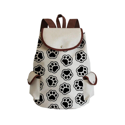 Paw Print Backpack, White, 18 Designs - Just Cats - Gifts for Cat Lovers