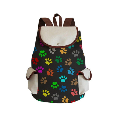 Paw Print Backpack, White, 18 Designs - Just Cats - Gifts for Cat Lovers