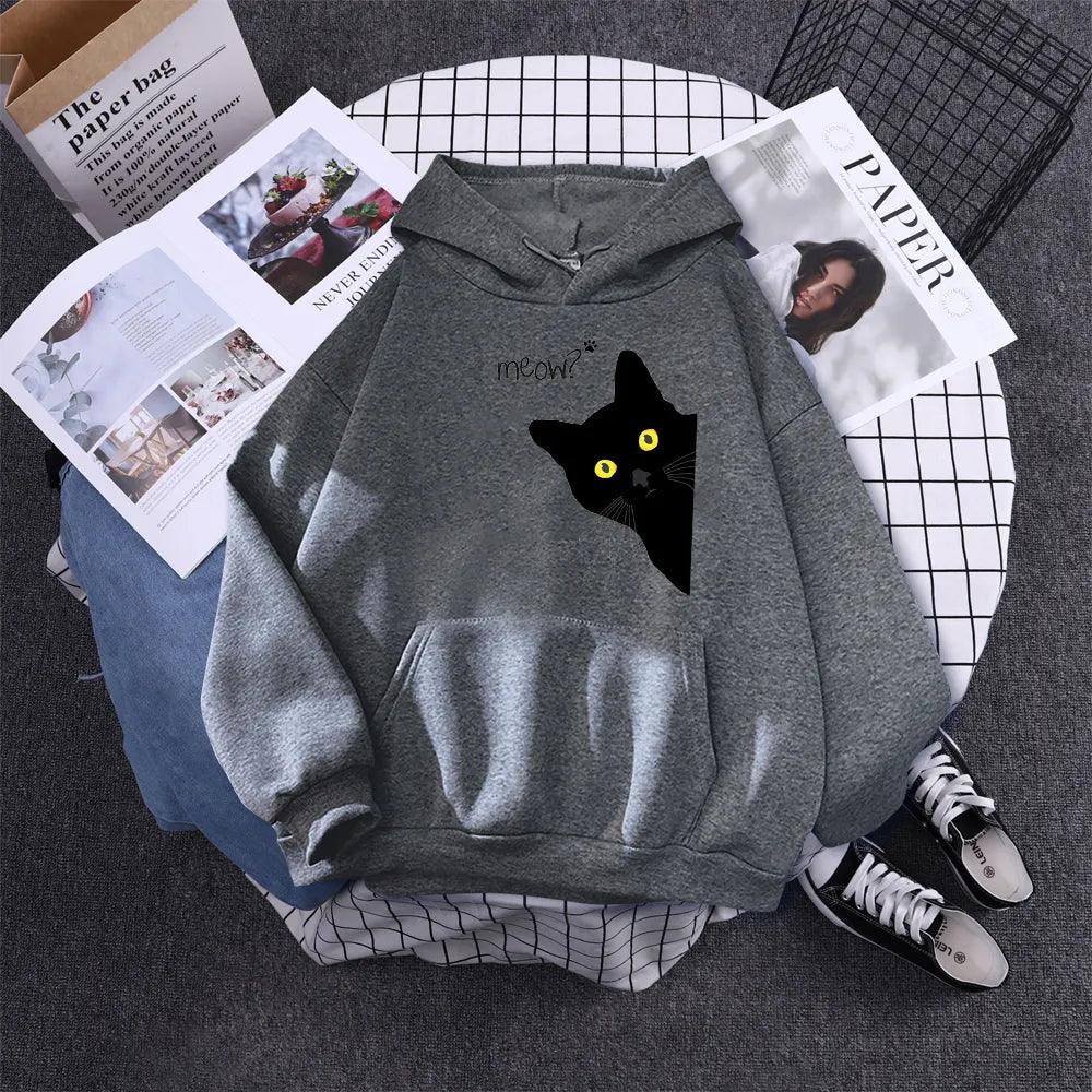 Peeking Black Cat Hoodie, 9 Colors,S-XXL - Just Cats - Gifts for Cat Lovers