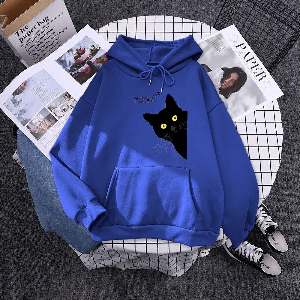 Peeking Black Cat Hoodie, 9 Colors,S-XXL - Just Cats - Gifts for Cat Lovers