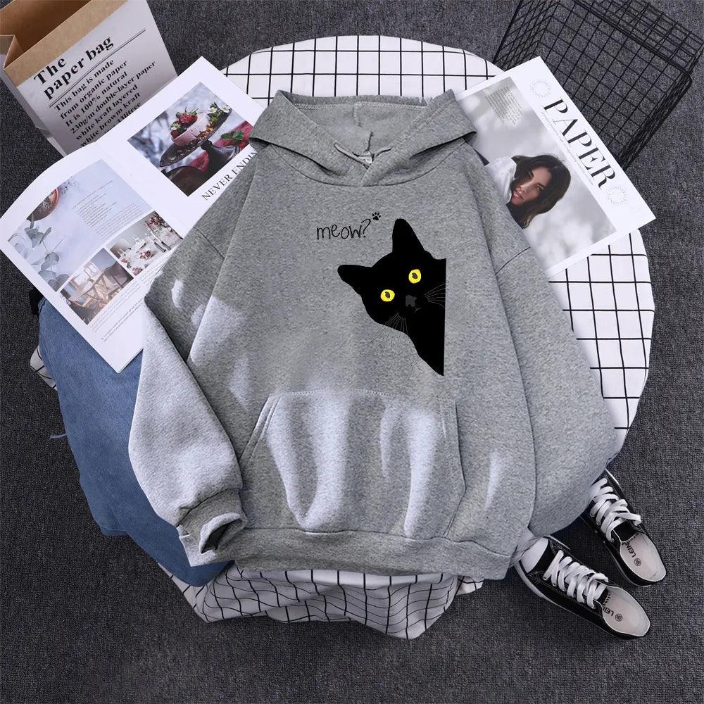 Peeking Black Cat Hoodie, 9 Colors,S-XXL - Just Cats - Gifts for Cat Lovers