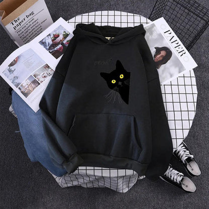 Peeking Black Cat Hoodie, 9 Colors,S-XXL - Just Cats - Gifts for Cat Lovers