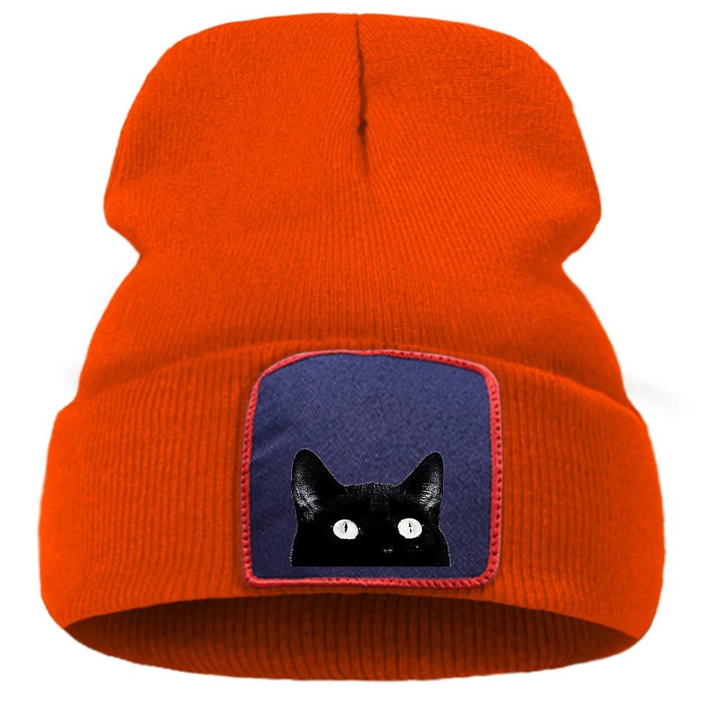 Peeking Black Cat Knit Hat, 10 colors - Just Cats - Gifts for Cat Lovers