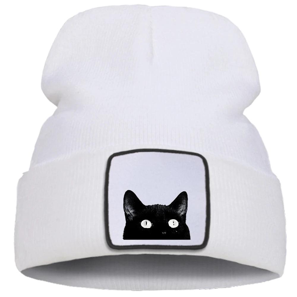 Peeking Black Cat Knit Hat, 10 colors - Just Cats - Gifts for Cat Lovers