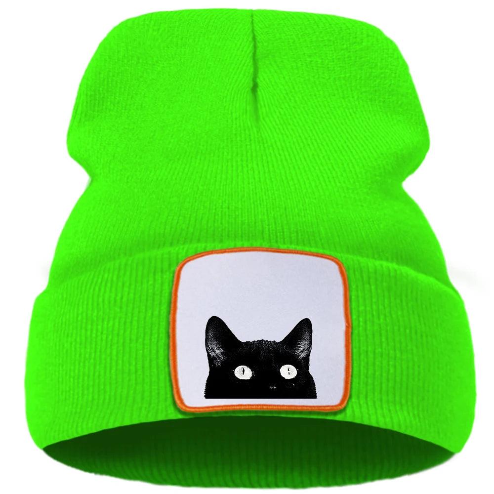 Peeking Black Cat Knit Hat, 10 colors - Just Cats - Gifts for Cat Lovers