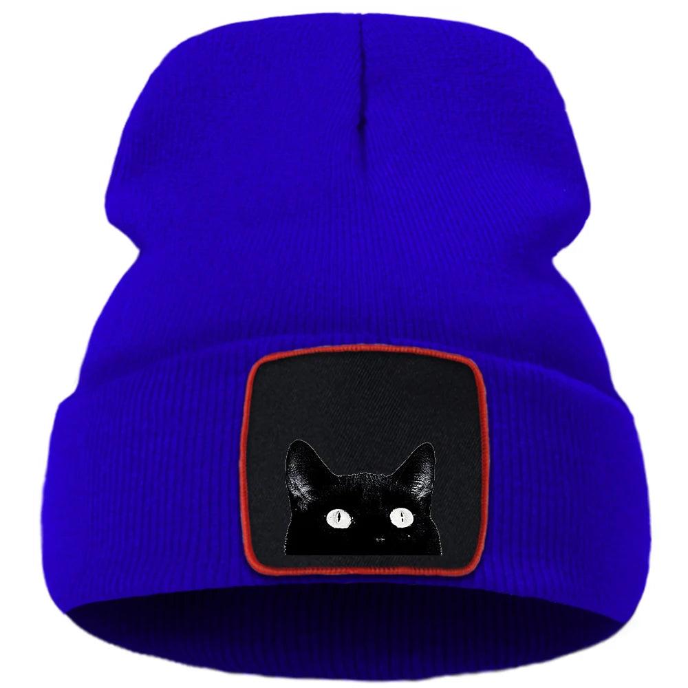 Peeking Black Cat Knit Hat, 10 colors - Just Cats - Gifts for Cat Lovers