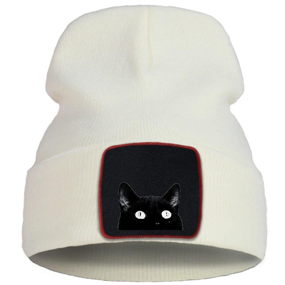 Peeking Black Cat Knit Hat, 10 colors - Just Cats - Gifts for Cat Lovers