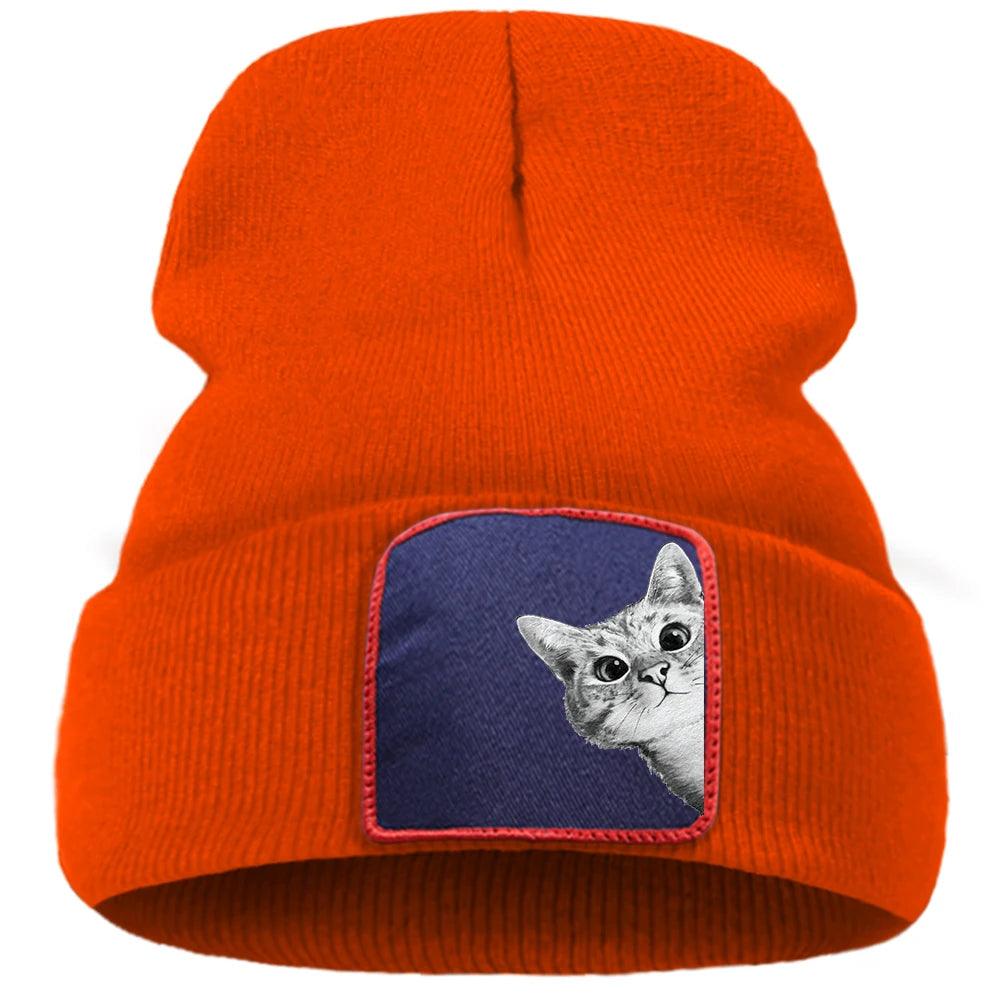 Peeking Tabby Cat Knit Hat, 10 colors - Just Cats - Gifts for Cat Lovers