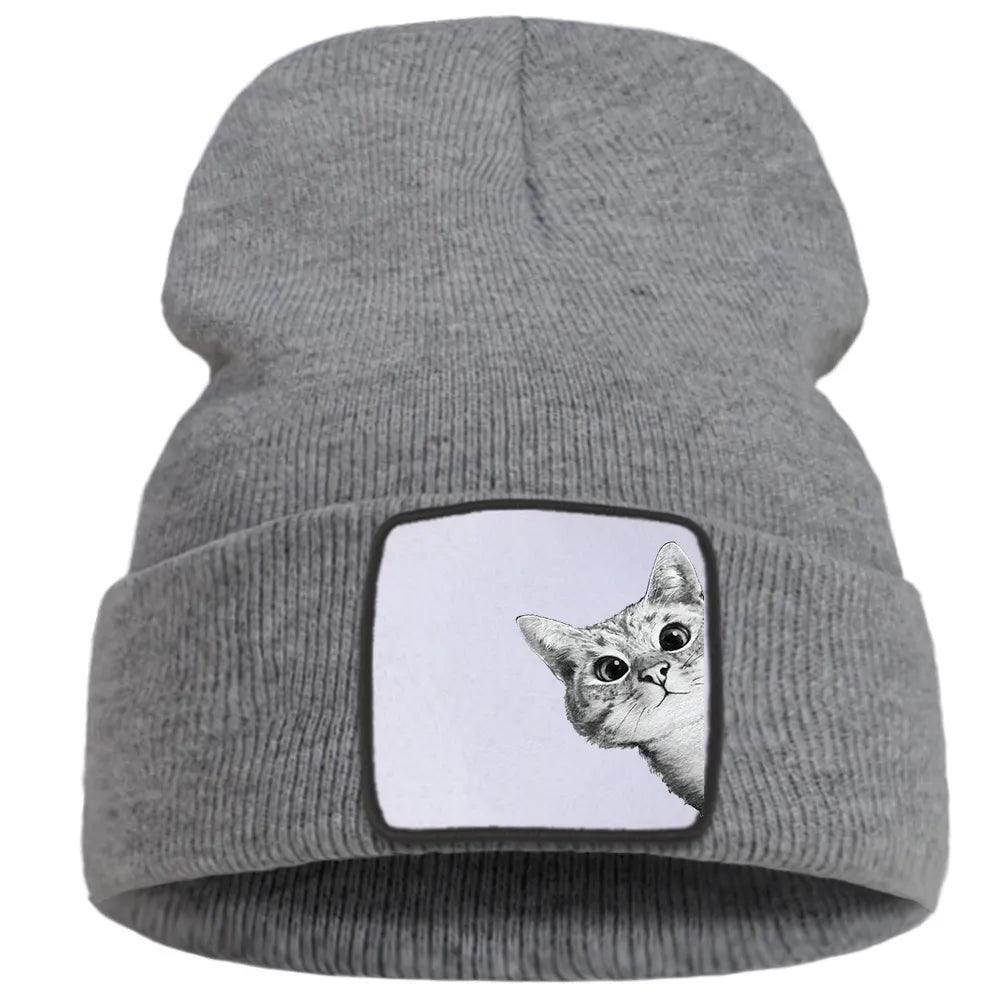 Peeking Tabby Cat Knit Hat, 10 colors - Just Cats - Gifts for Cat Lovers