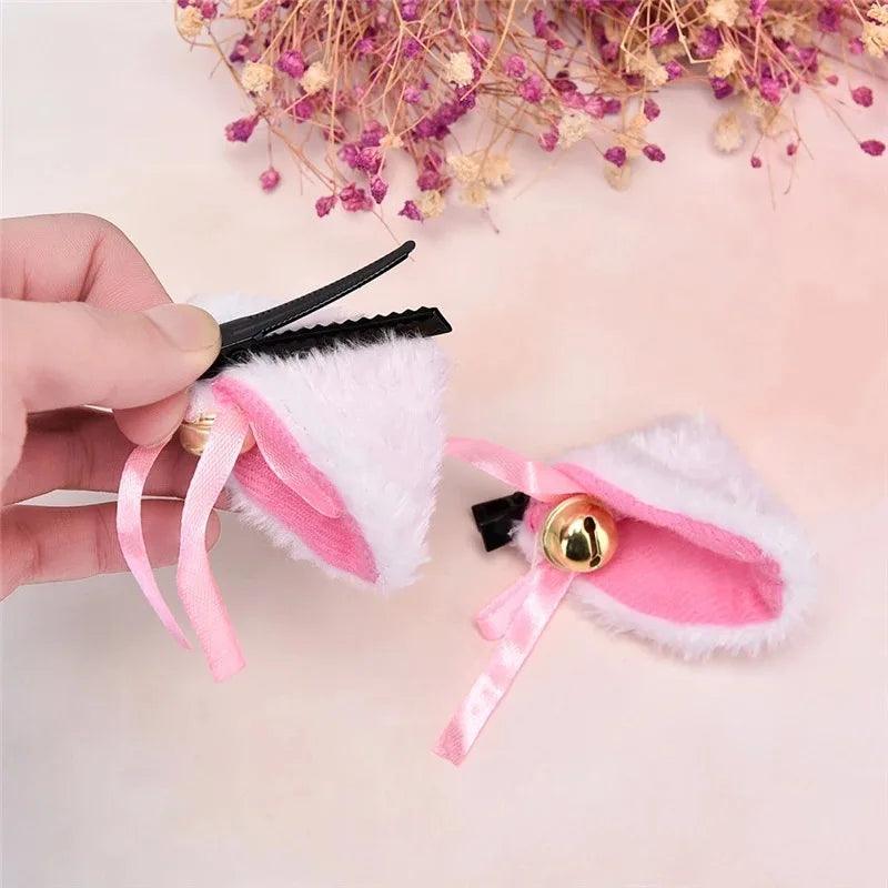 Plush Cat Ears Hair Clips Pair, 6 Colors - Just Cats - Gifts for Cat Lovers