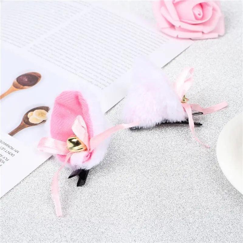 Plush Cat Ears Hair Clips Pair, 6 Colors - Just Cats - Gifts for Cat Lovers