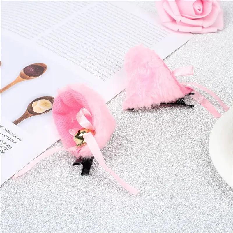 Plush Cat Ears Hair Clips Pair, 6 Colors - Just Cats - Gifts for Cat Lovers