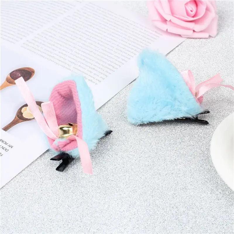 Plush Cat Ears Hair Clips Pair, 6 Colors - Just Cats - Gifts for Cat Lovers