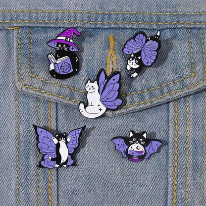 Purple Winged Cat Pin - Just Cats - Gifts for Cat Lovers