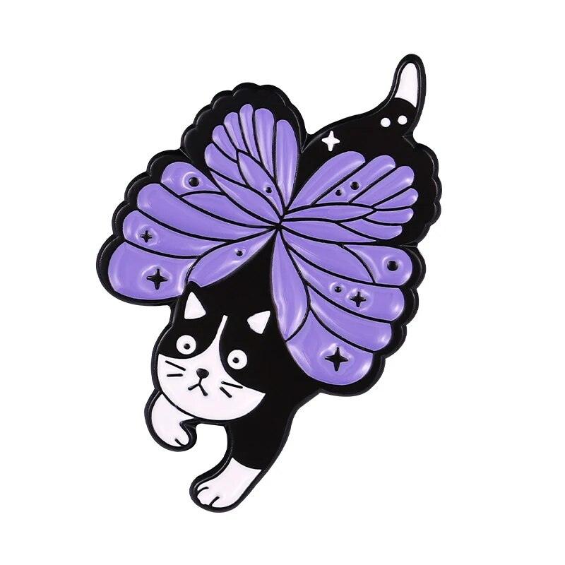 Purple Winged Cat Pin - Just Cats - Gifts for Cat Lovers