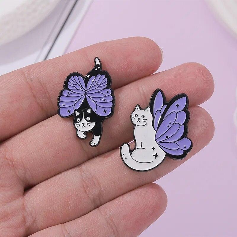 Purple Winged Cat Pin - Just Cats - Gifts for Cat Lovers