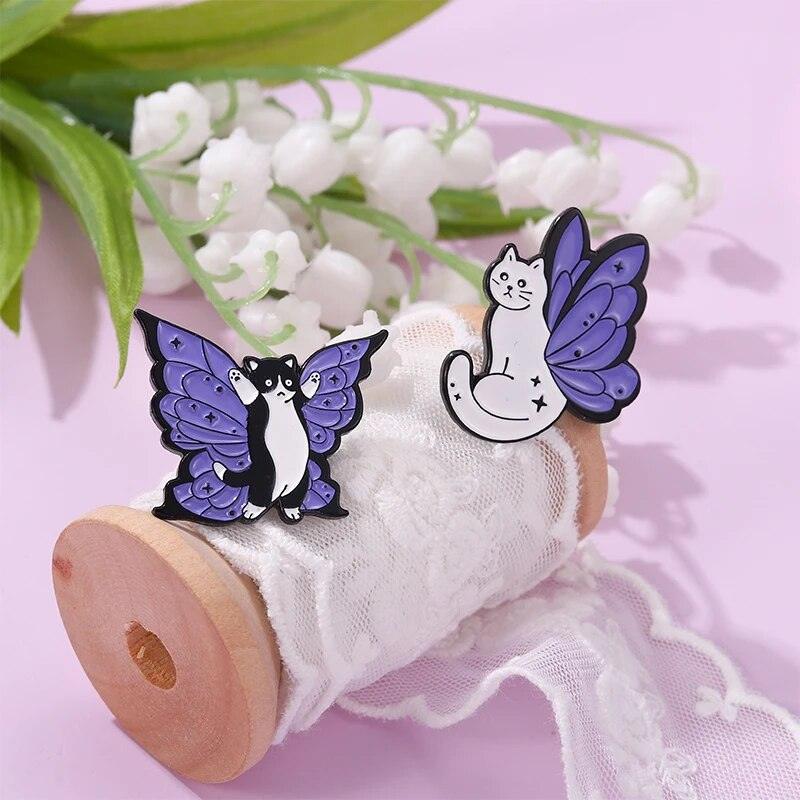 Purple Winged Cat Pin - Just Cats - Gifts for Cat Lovers