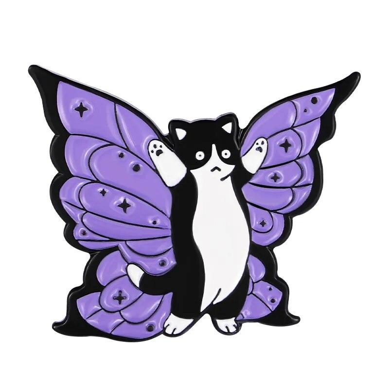 Purple Winged Cat Pin - Just Cats - Gifts for Cat Lovers