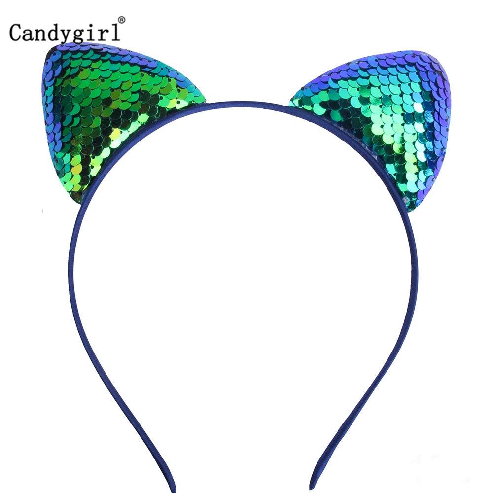 Reversible Sequin Cat Ears Head Band, 18 Colors - Just Cats - Gifts for Cat Lovers