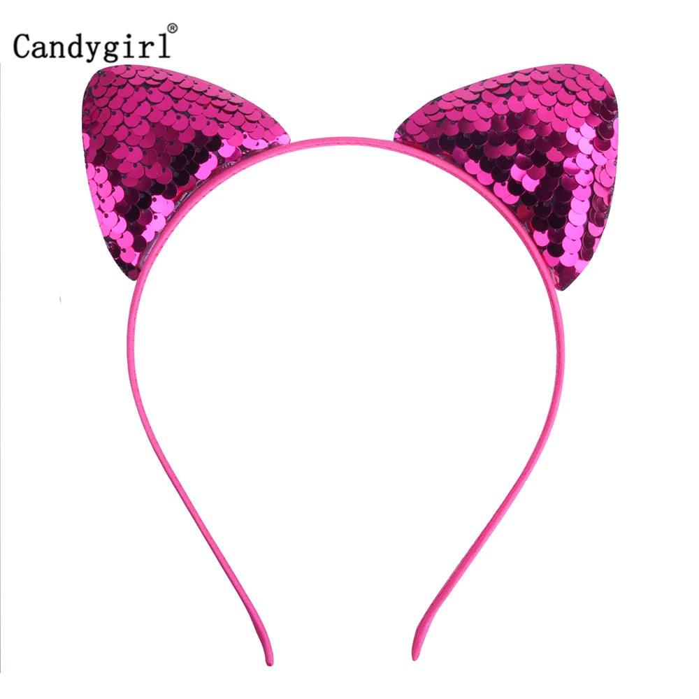 Reversible Sequin Cat Ears Head Band, 18 Colors - Just Cats - Gifts for Cat Lovers