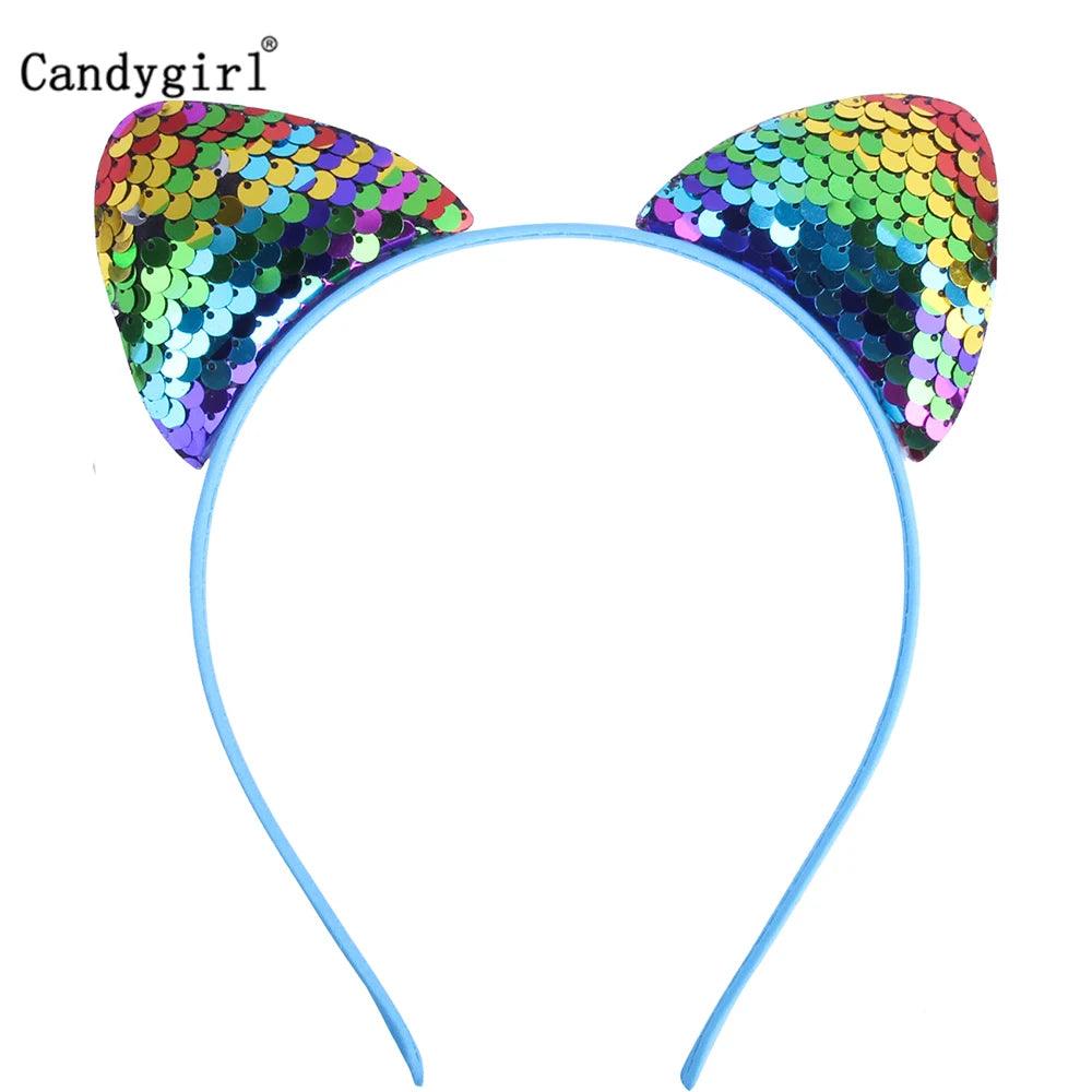 Reversible Sequin Cat Ears Head Band, 18 Colors - Just Cats - Gifts for Cat Lovers