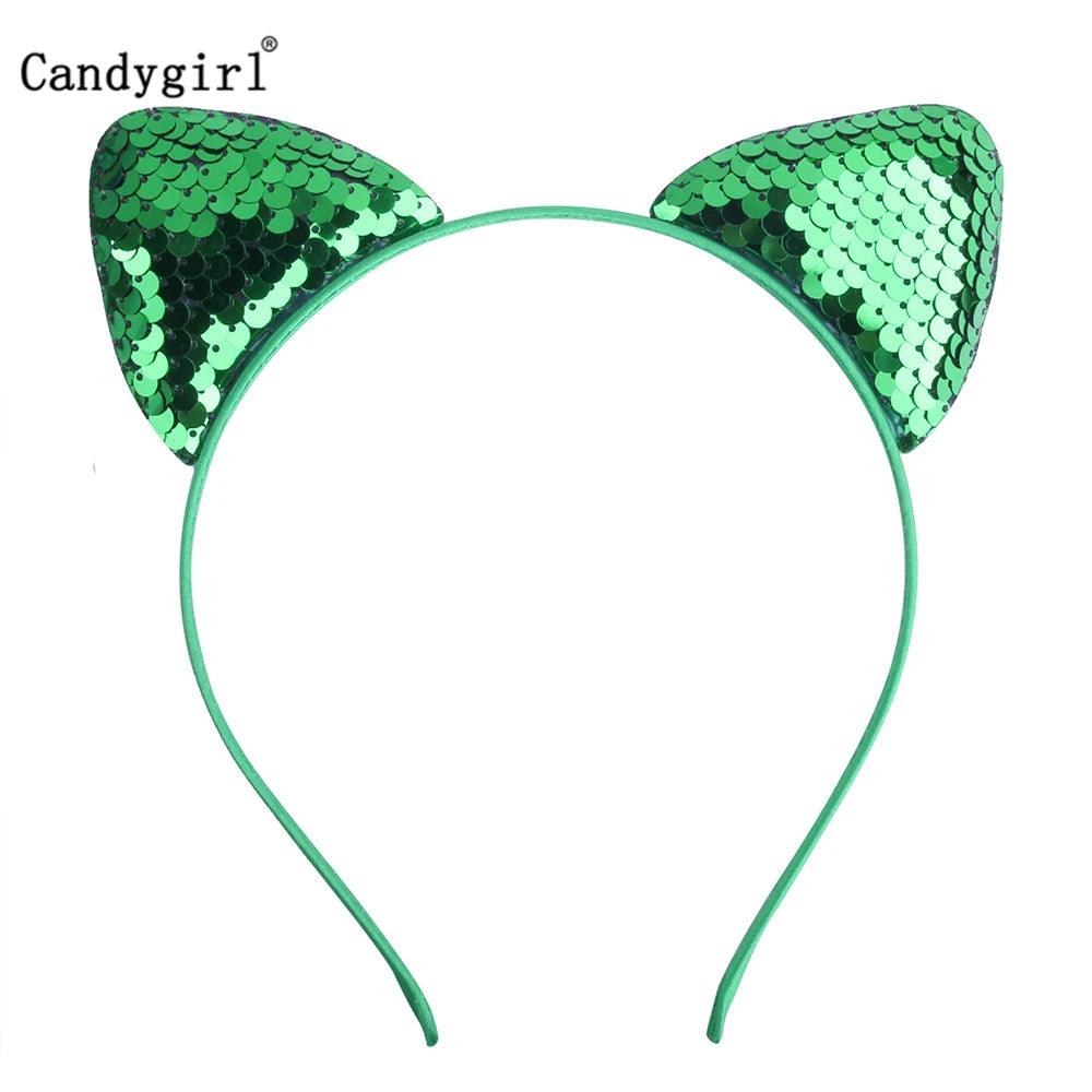 Reversible Sequin Cat Ears Head Band, 18 Colors - Just Cats - Gifts for Cat Lovers