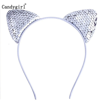 Reversible Sequin Cat Ears Head Band, 18 Colors - Just Cats - Gifts for Cat Lovers