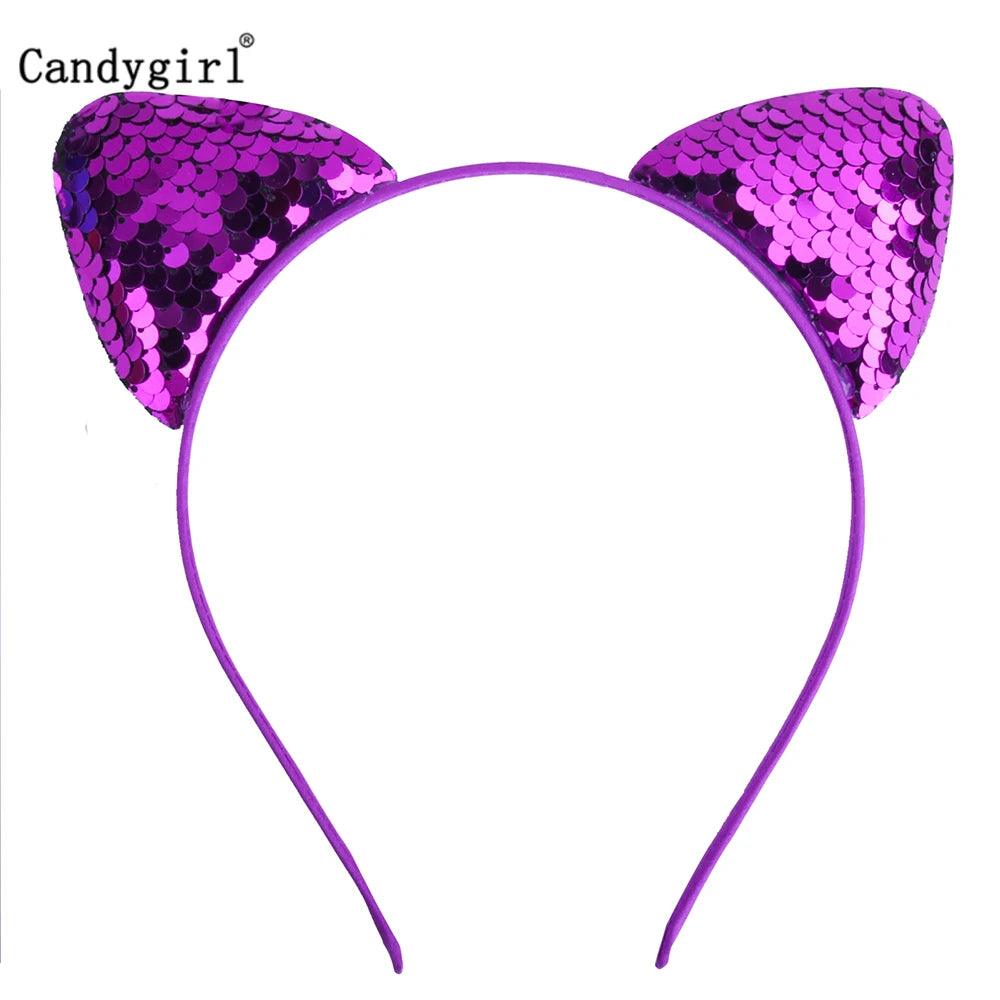 Reversible Sequin Cat Ears Head Band, 18 Colors - Just Cats - Gifts for Cat Lovers