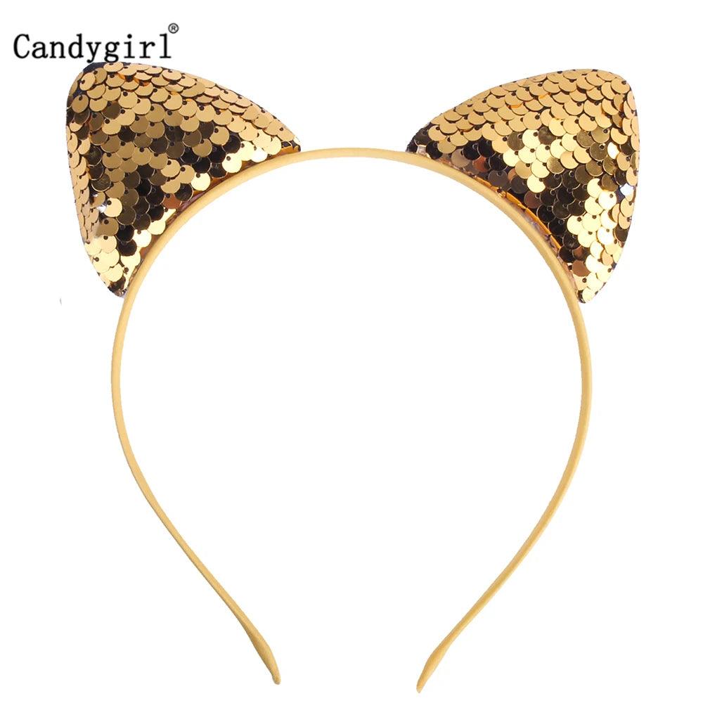 Reversible Sequin Cat Ears Head Band, 18 Colors - Just Cats - Gifts for Cat Lovers