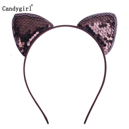 Reversible Sequin Cat Ears Head Band, 18 Colors - Just Cats - Gifts for Cat Lovers