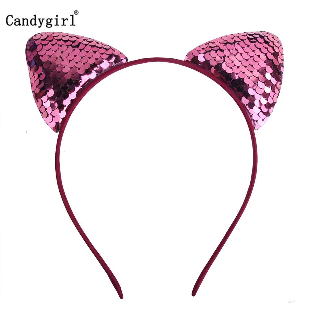 Reversible Sequin Cat Ears Head Band, 18 Colors - Just Cats - Gifts for Cat Lovers