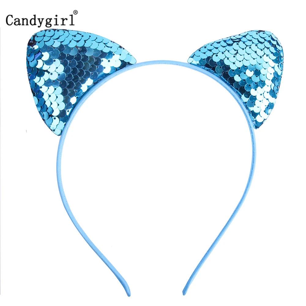 Reversible Sequin Cat Ears Head Band, 18 Colors - Just Cats - Gifts for Cat Lovers