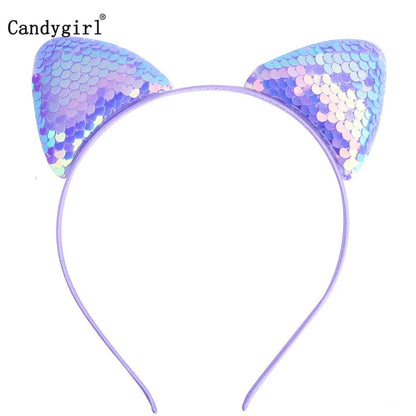 Reversible Sequin Cat Ears Head Band, 18 Colors - Just Cats - Gifts for Cat Lovers