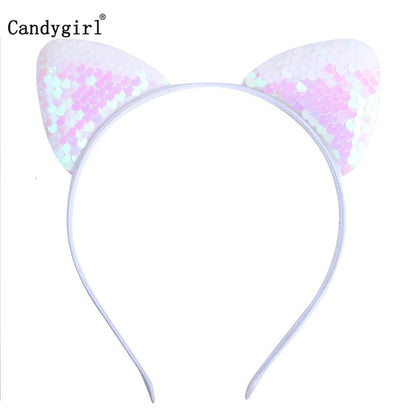 Reversible Sequin Cat Ears Head Band, 18 Colors - Just Cats - Gifts for Cat Lovers