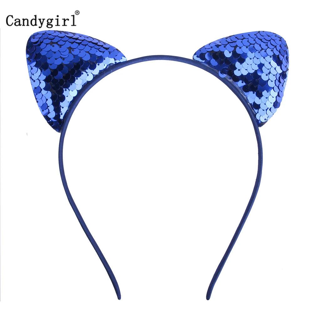 Reversible Sequin Cat Ears Head Band, 18 Colors - Just Cats - Gifts for Cat Lovers