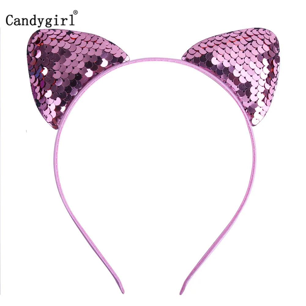 Reversible Sequin Cat Ears Head Band, 18 Colors - Just Cats - Gifts for Cat Lovers