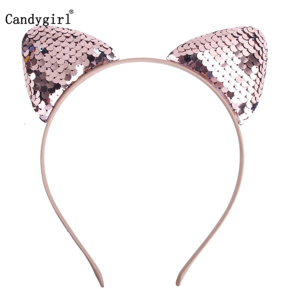 Reversible Sequin Cat Ears Head Band, 18 Colors - Just Cats - Gifts for Cat Lovers