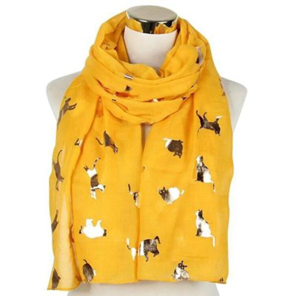 Silver Cat Printed Shawl Scarf, 8 Colors - Just Cats - Gifts for Cat Lovers