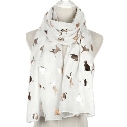 Silver Cat Printed Shawl Scarf, 8 Colors - Just Cats - Gifts for Cat Lovers